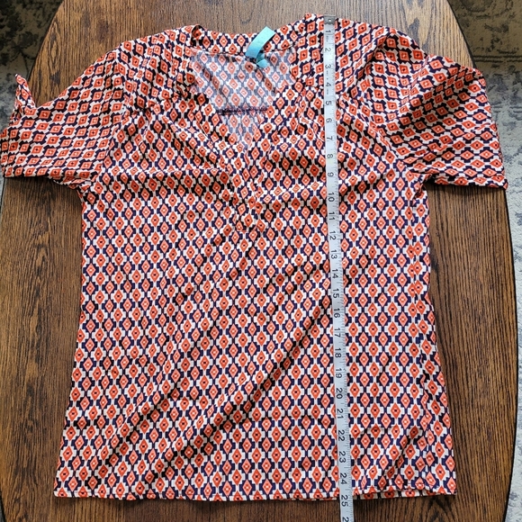 Francesca's Alna Be Geometric Split Neck 3/4 Sleeve Blouse Size Women's Small - Picture 8 of 11